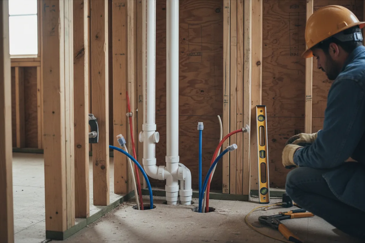 Drain and supply rough-in during Leak Detection in Absecon