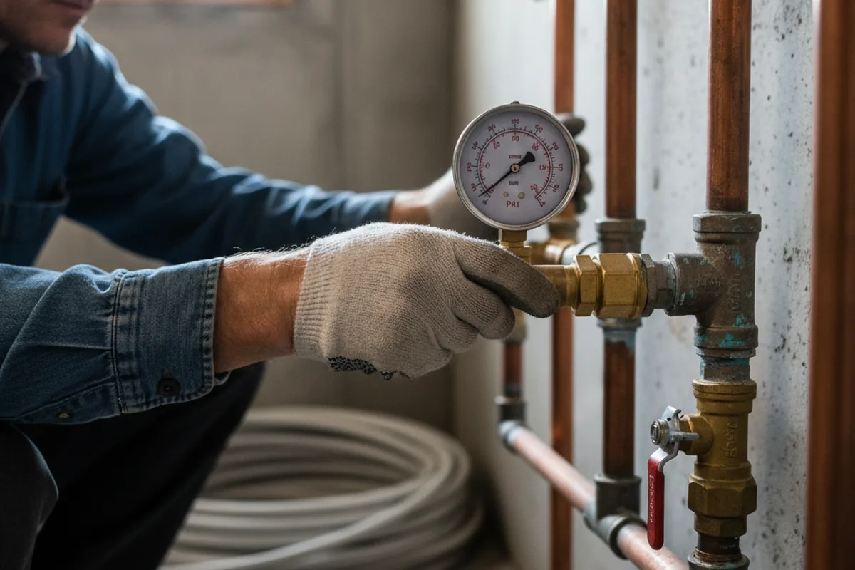 Pressure testing a repaired line during Water Line Repair in Absecon